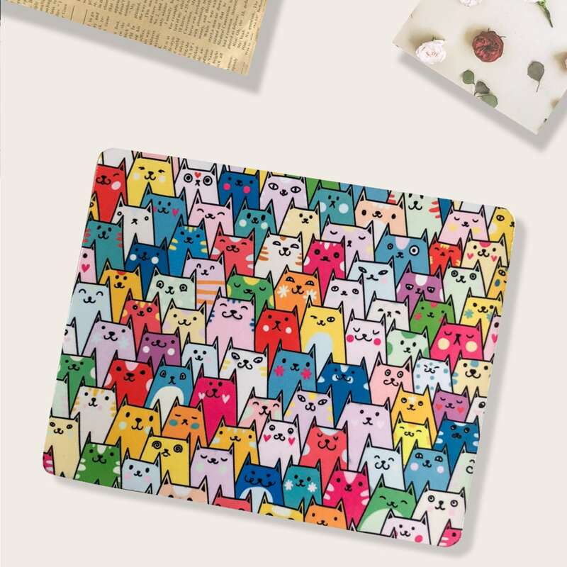 

Cartoon Cat Print Mouse Pad, Multicolor