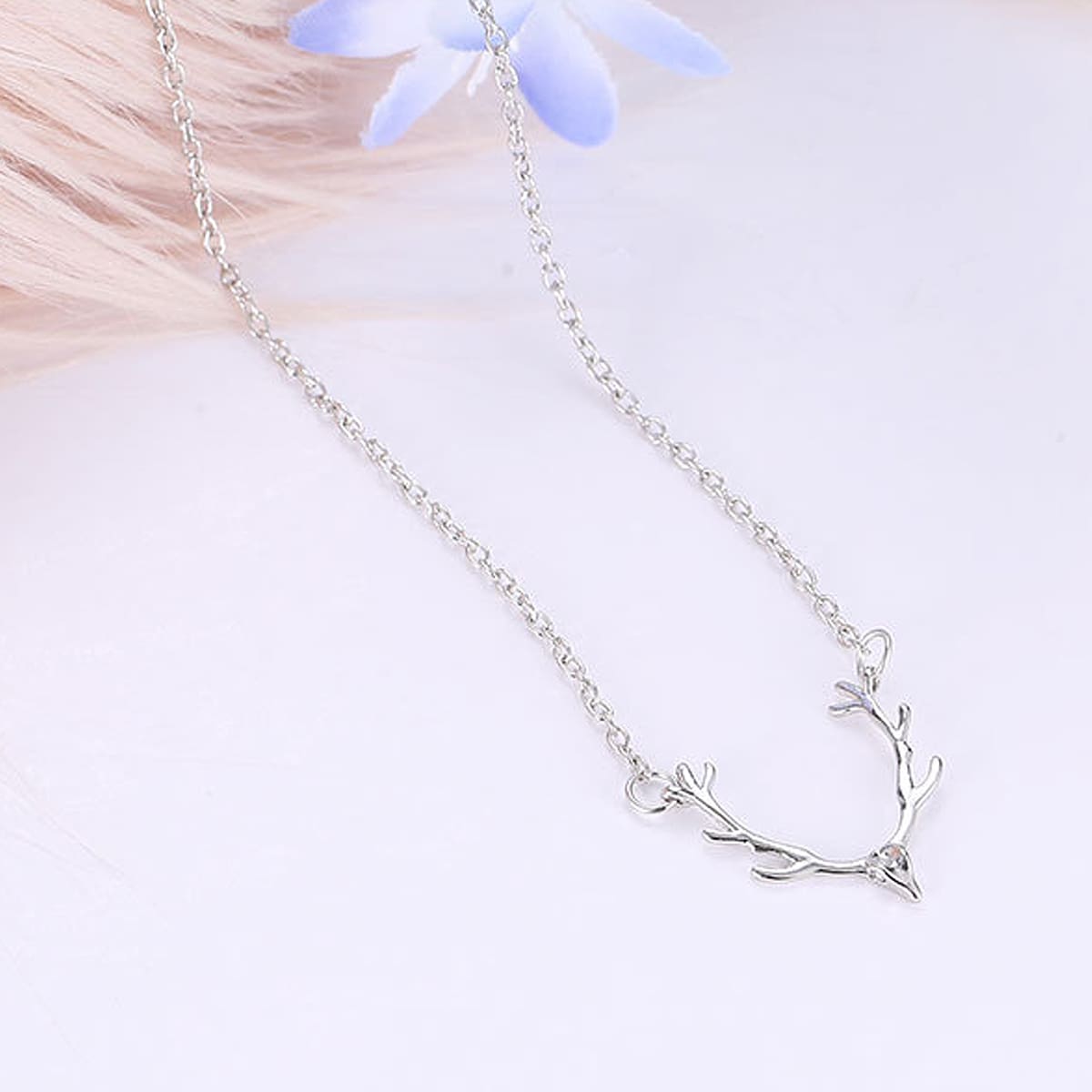 

Antlers Pendant Necklace, Silver