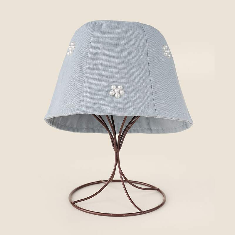 

Faux Pearl Decor Bucket Hat, Baby blue
