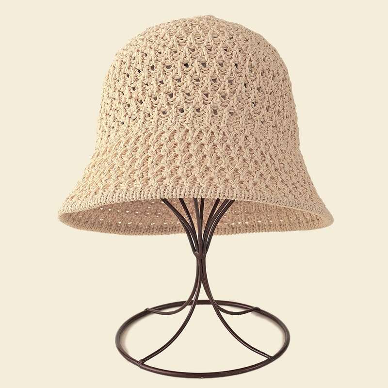 

Solid Knit Bucket Hat, Beige