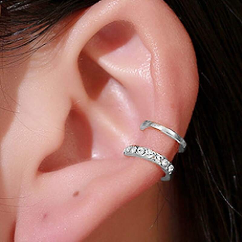 

1pc Rhinestone Ear Cuff, Silver
