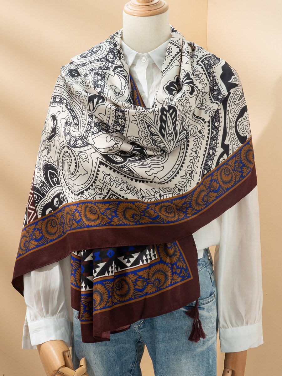 Pañuelo con estampado geométrico - Multicolor - Ver 1