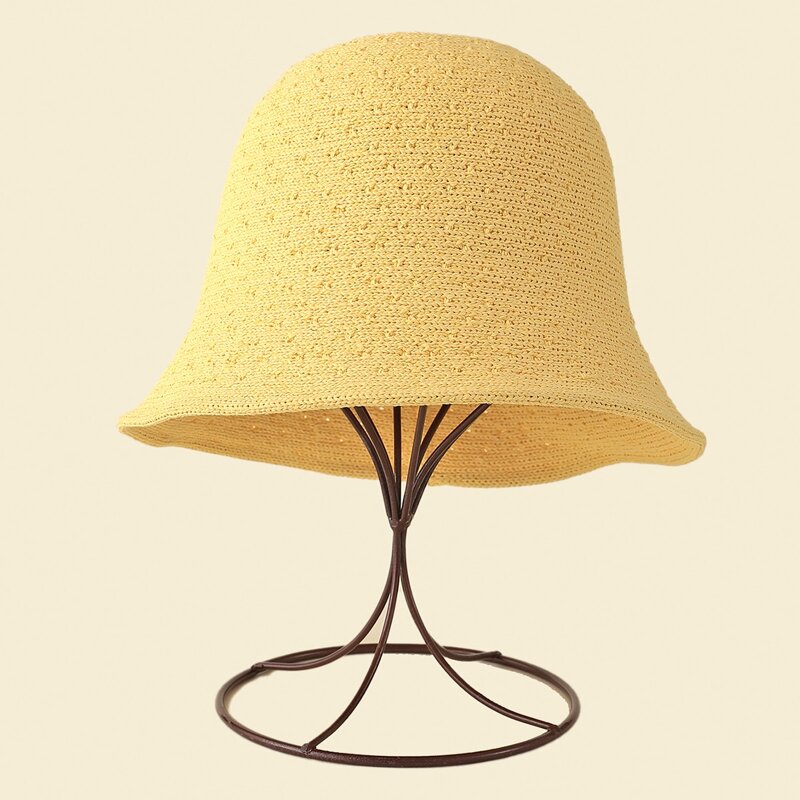 

Solid Knit Bucket Hat, Yellow