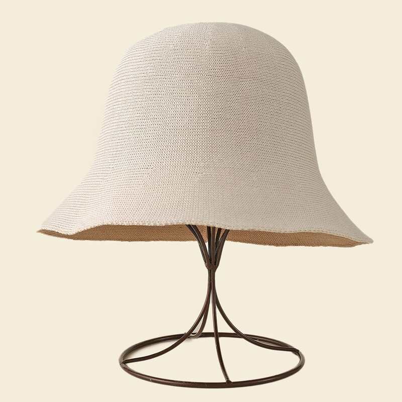 

Solid Knit Bucket Hat, Beige