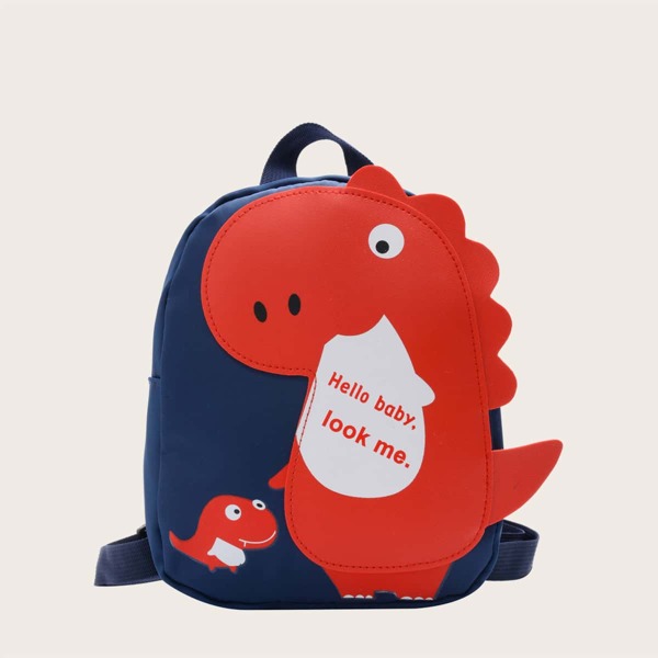 

Kids Cartoon Dinosaur Print Backpack, Blue