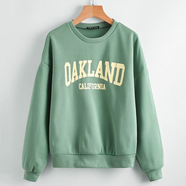 

Drop Shoulder Letter Graphic Sweatshirt, Mint green