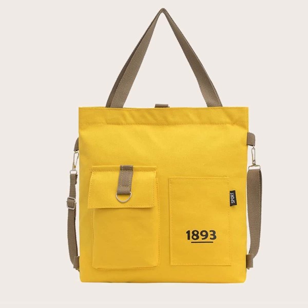

Pocket Front Canvas Tote Bag, Yellow