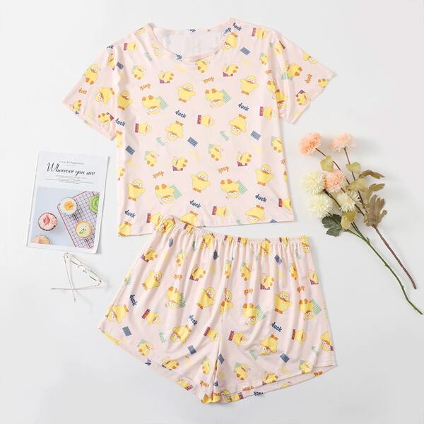 

Plus Letter & Cartoon Duck PJ Set, Multicolor