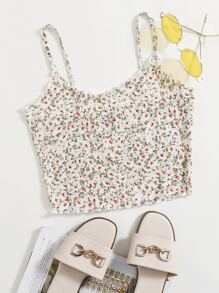 SHEIN Qutie 小碎花木耳邊吊帶上衣