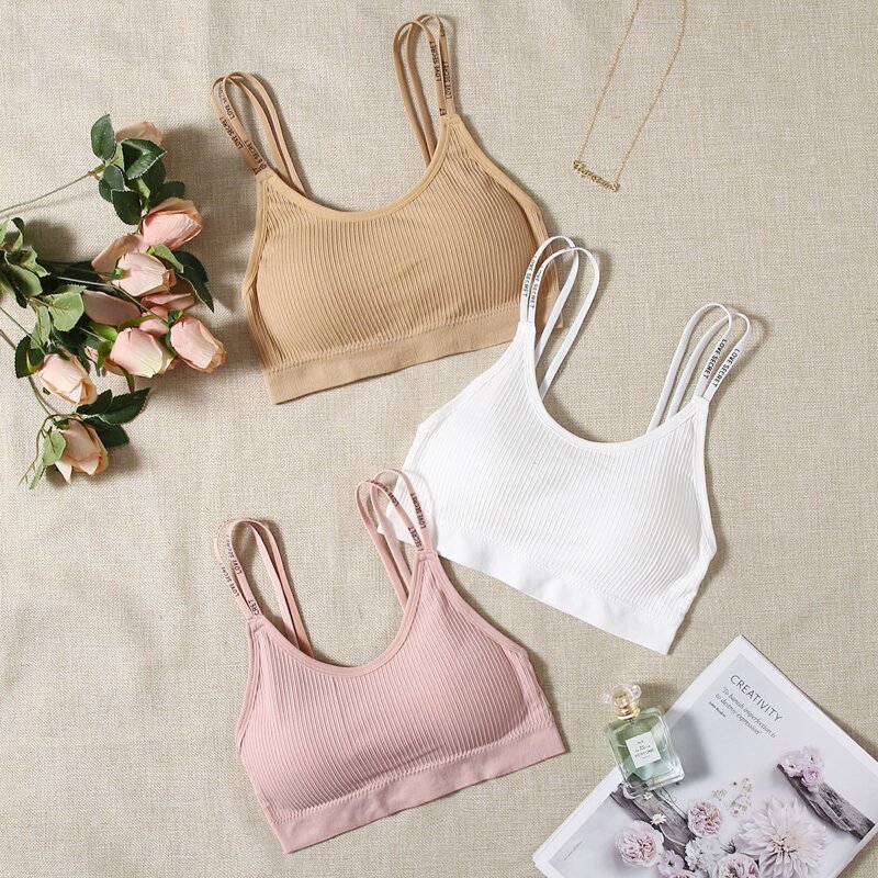 

3pack Letter Strap Bralette Set, Multicolor