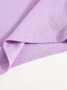 SHEIN EZwear Scoop Neck Solid Tank Top - Lilac Purple - View 4