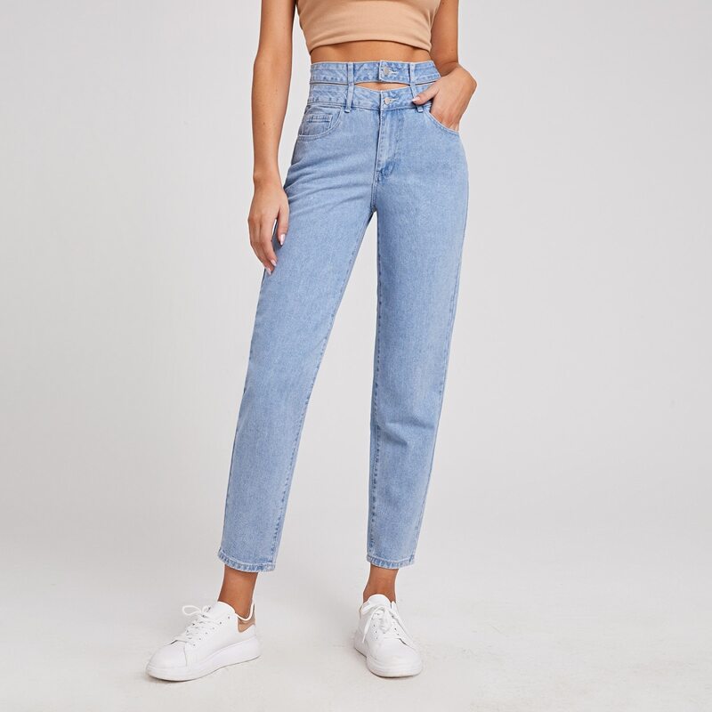 

Slant Pocket Mom Jeans, Light wash