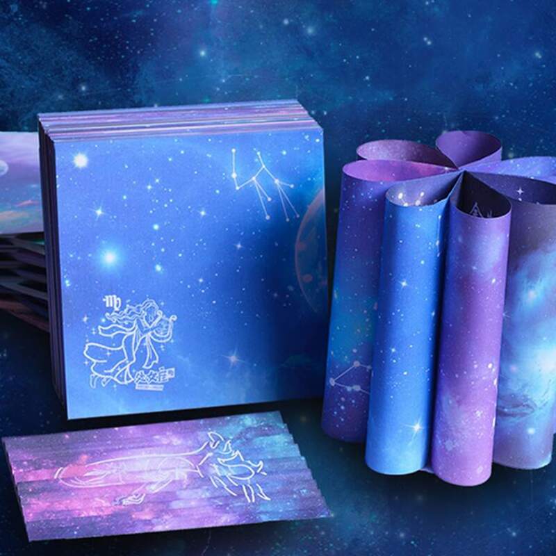 

50pcs Random Constellation Print Origami Paper, Multicolor