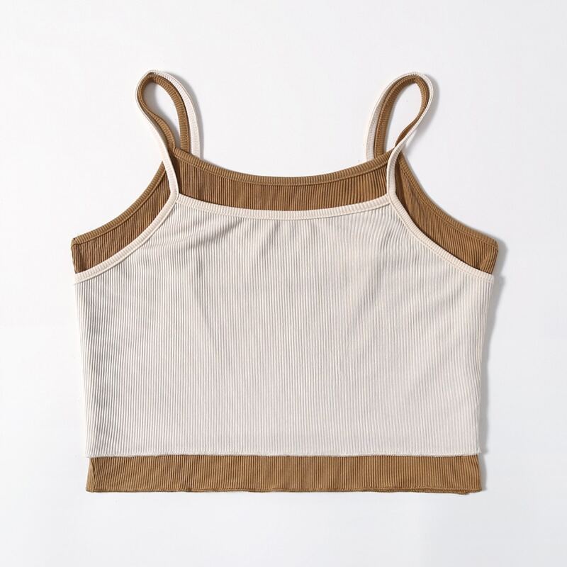 

2 In 1 Ribbed Crop Cami, Multicolor