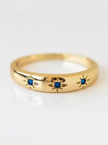 Anillo con diamante de imitación - Amarillo Oro - Ver 1