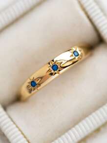 Anillo con diamante de imitación - Amarillo Oro - Ver 3