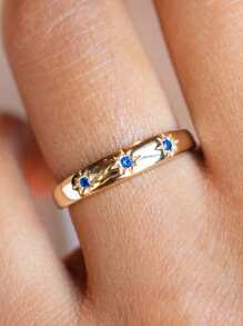 Anillo con diamante de imitación - Amarillo Oro - Ver 4