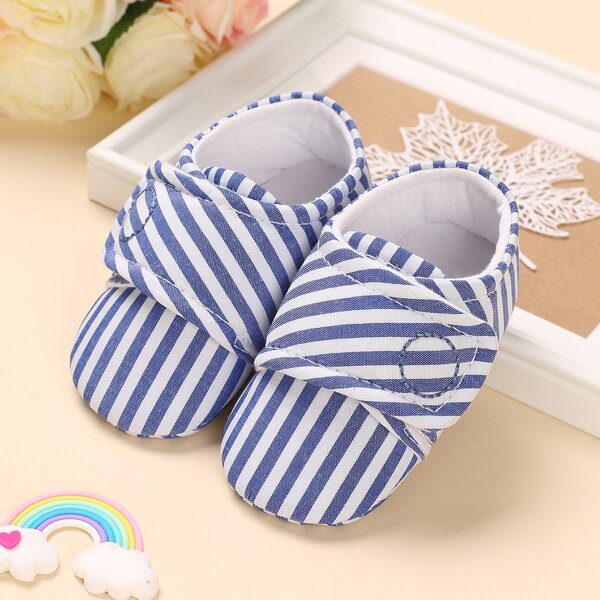 

Baby Boy Striped Velcro Strap Sneakers, Blue
