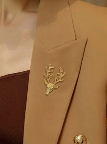 動物頭裝飾胸針 - 金黃色 - 查看 1