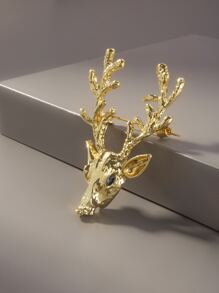 動物頭裝飾胸針 - 金黃色 - 查看 2