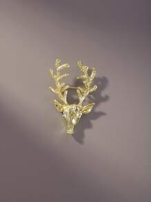 動物頭裝飾胸針 - 金黃色 - 查看 3