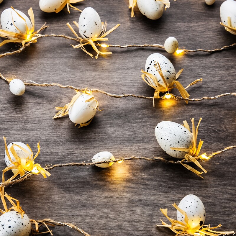 

1pc String Light With 20pcs Easter Egg Shaped Bulb, Yellow