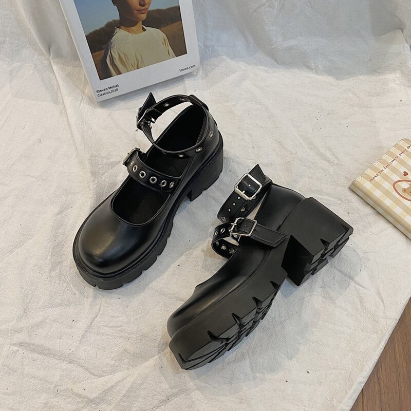 

Double Strap Mary Jane Wedges, Black