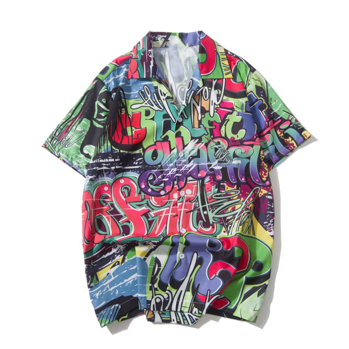 

UNISEX 1pc Letter Graphic Button Up Shirt, Multicolor
