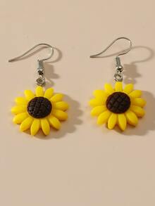 女孩向日葵耳墜 - 黃色 - 查看 3
