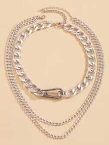 2pcs Silver Chain Necklace - Silver - View 3