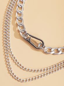 2pcs Silver Chain Necklace - Silver - View 4