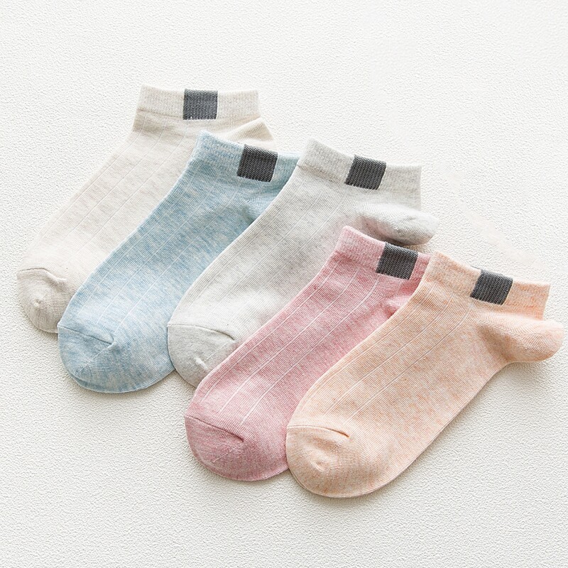 

5pairs Striped Ankle Socks, Multicolor