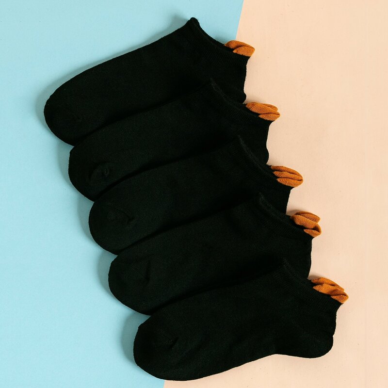 

5pairs Solid Ankle Socks, Black