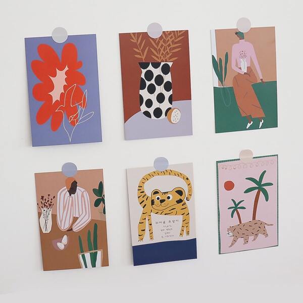 

6pcs Abstract Pattern Postcard, Multicolor