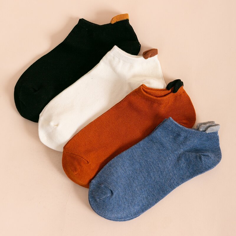 

4pairs Solid Ankle Socks, Multicolor