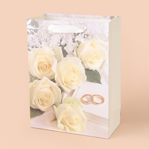 

1pc Rose Print Paper Gift Bag, Multicolor