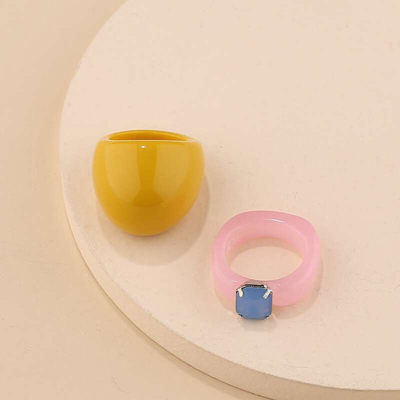 

2pcs Rhinestone Decor Ring, Multicolor