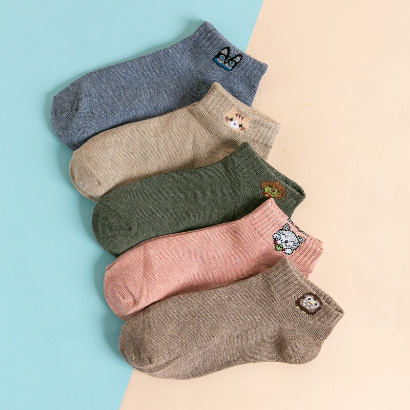 

5pairs Cartoon Ankle Socks, Multicolor