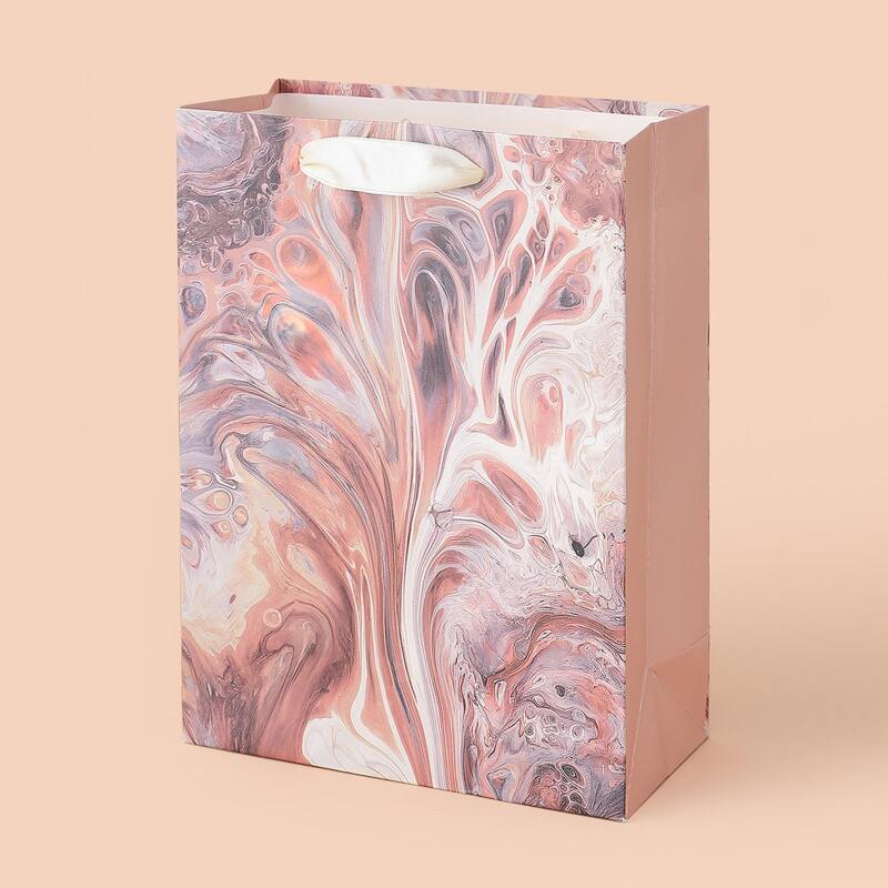 

1pc Marble Pattern Paper Gift Bag, Multicolor