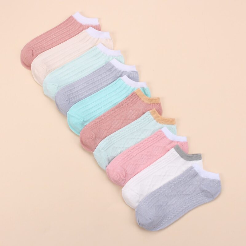 

10pairs Simple Ankle Socks, Multicolor