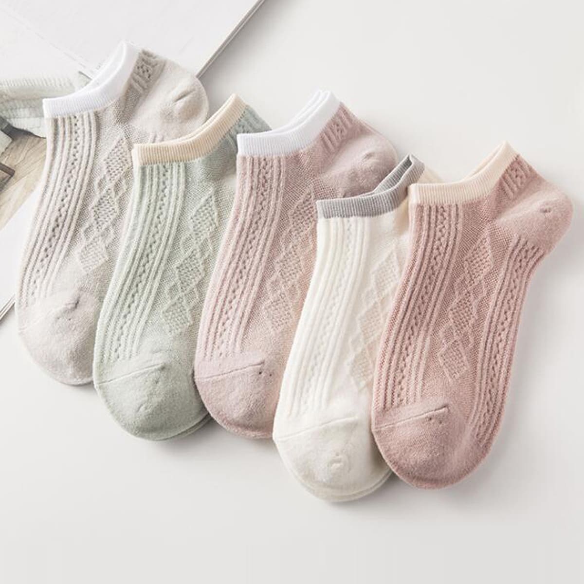 

5pairs Simple Ankle Socks, Multicolor