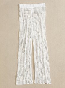 Hollow Out Crochet Cover Up Pants - White - View 2