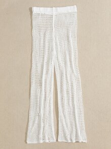 Hollow Out Crochet Cover Up Pants - White - View 7