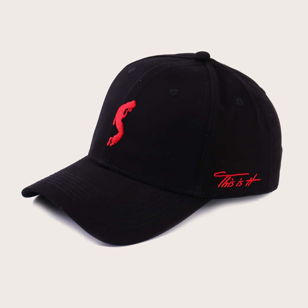

Guys Figure Embroidery Baseball Cap, Black