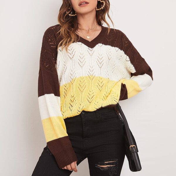 

Drop Shoulder Colorblock Sweater, Multicolor