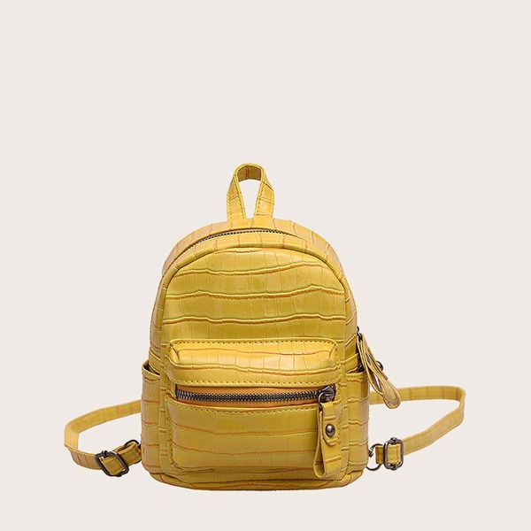 

Croc Embossed Curved Top Backpack, Yellow