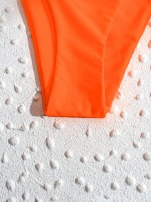 SHEIN Swim Solid High Cut Bikini Bottom, Summer Beach Bathing Suit - Orange - View 6