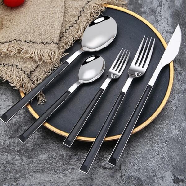 

5pcs Stainless Steel Cutlery Set, Black
