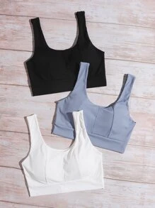 Bộ áo ngực 3 gói Rib Seam Detail - Nhiều màu - Xem 5