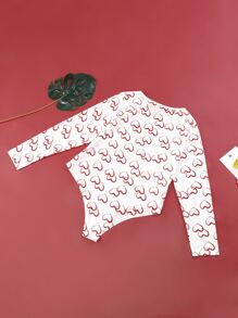 Plus Heart Print Mesh Teddy Bodysuit - White - View 2